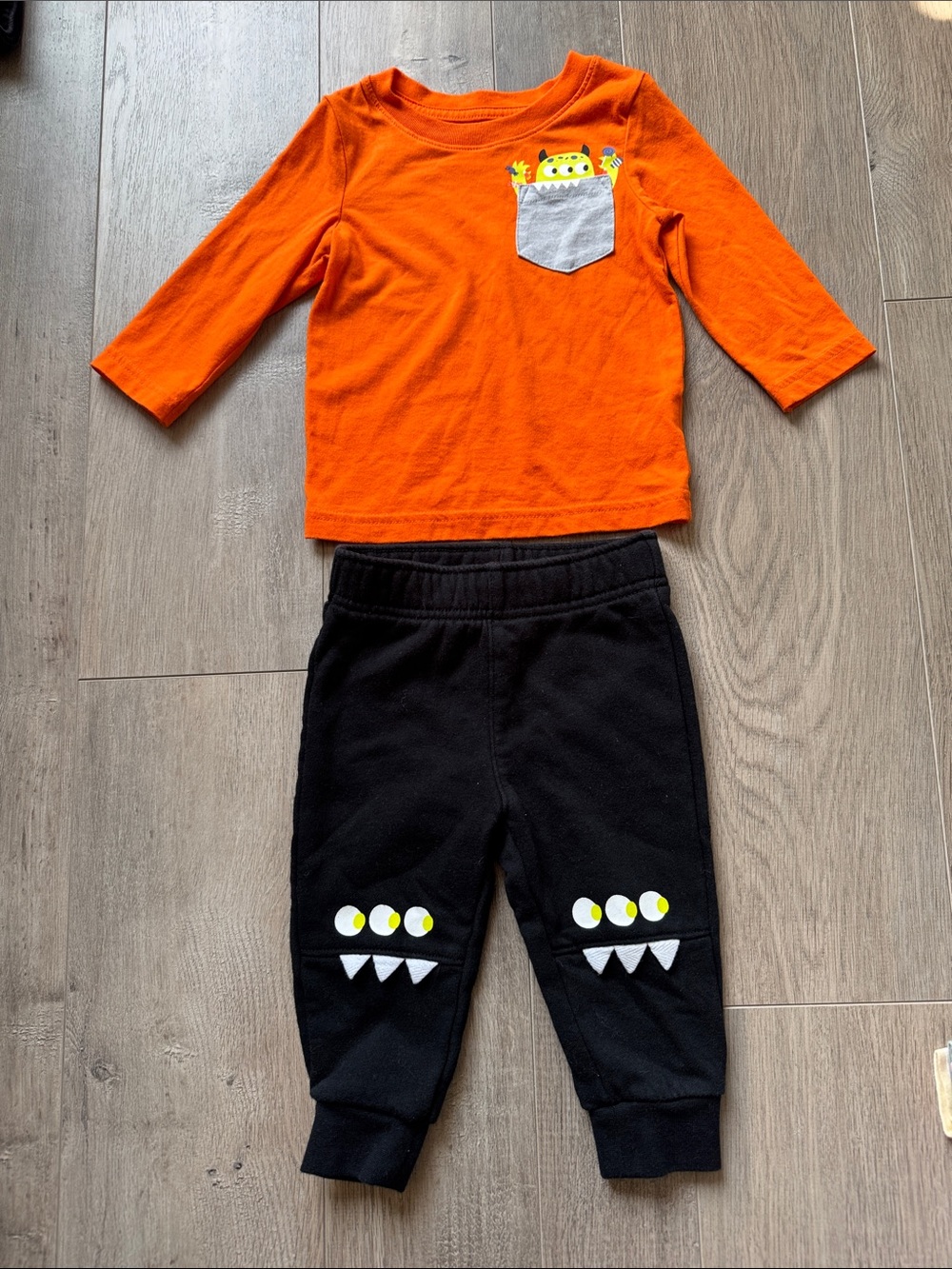 Cat & Jack Orange Top with Black Monster Joggers